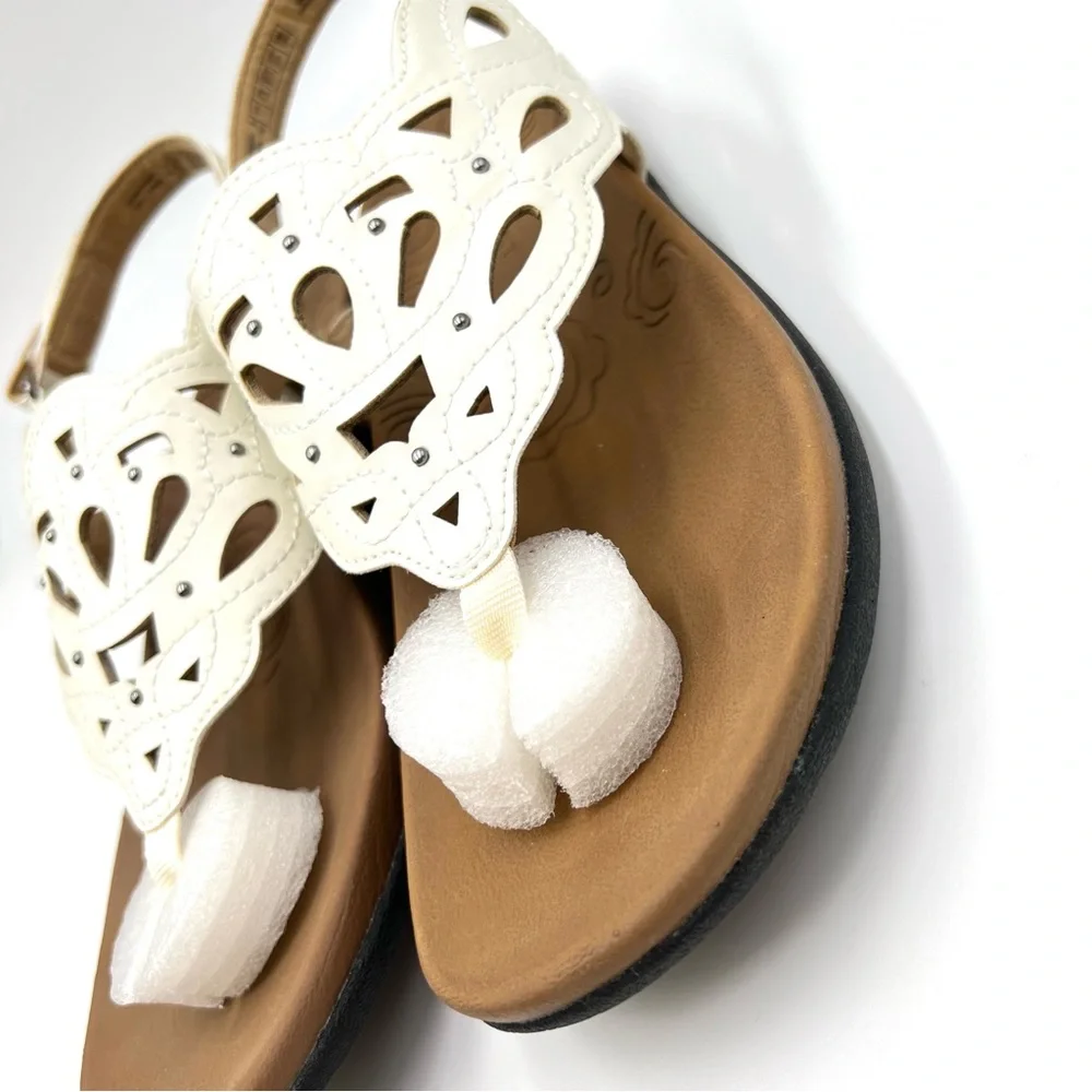 Rockport Womens Size 7 Ridge Sling Ivory‎ White Cutout Summer Sandals Shoes